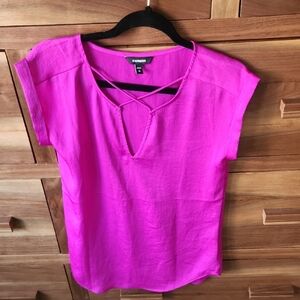 Express Pink Cap Sleeve Lightweight Business Casual Barbiecore Dolman Blouse